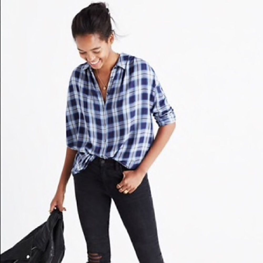 Madewell Central Long-Sleeve Lansford Plaid Top